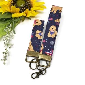 New! Handcrafted Set of Key Fob Holders USA & Precious Puppies Design